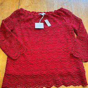Talbots off shoulder lace top